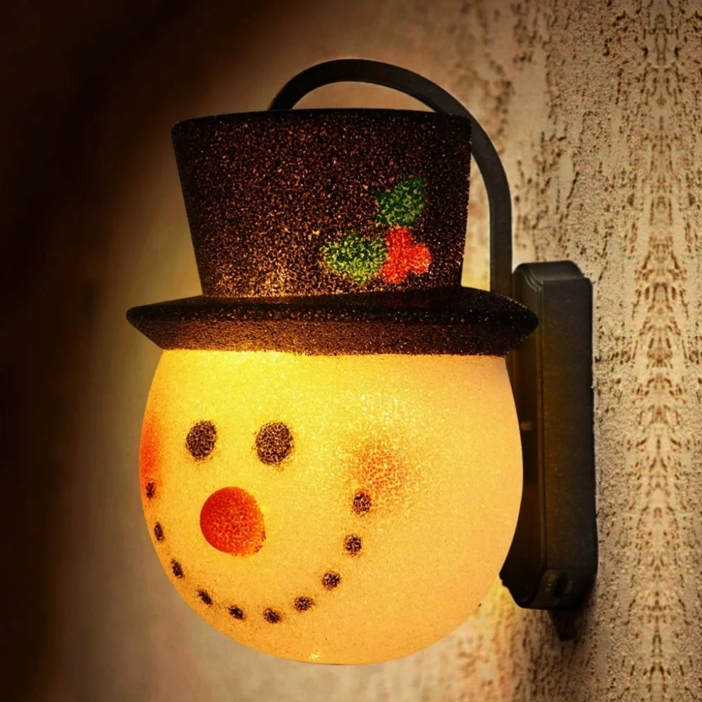 Christmas Snowman Thick Plastic Easy Elastic Porch Light Covers‎ Pair 12